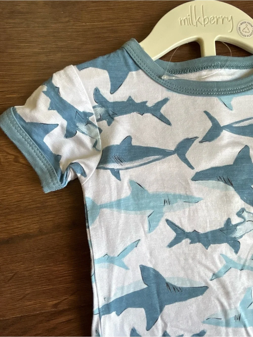 Milkberry Short Sleeve and Pants Bamboo Pajama Set Sharks 18m